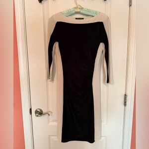 Ralph Lauren Black and Cream Long Sleeve Dress